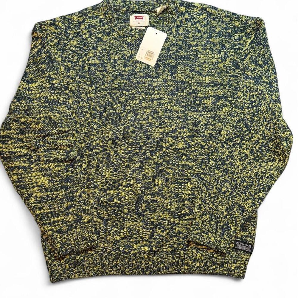 Levi's green & navy marled knit Crewneck sweater size medium dimensions in the p
